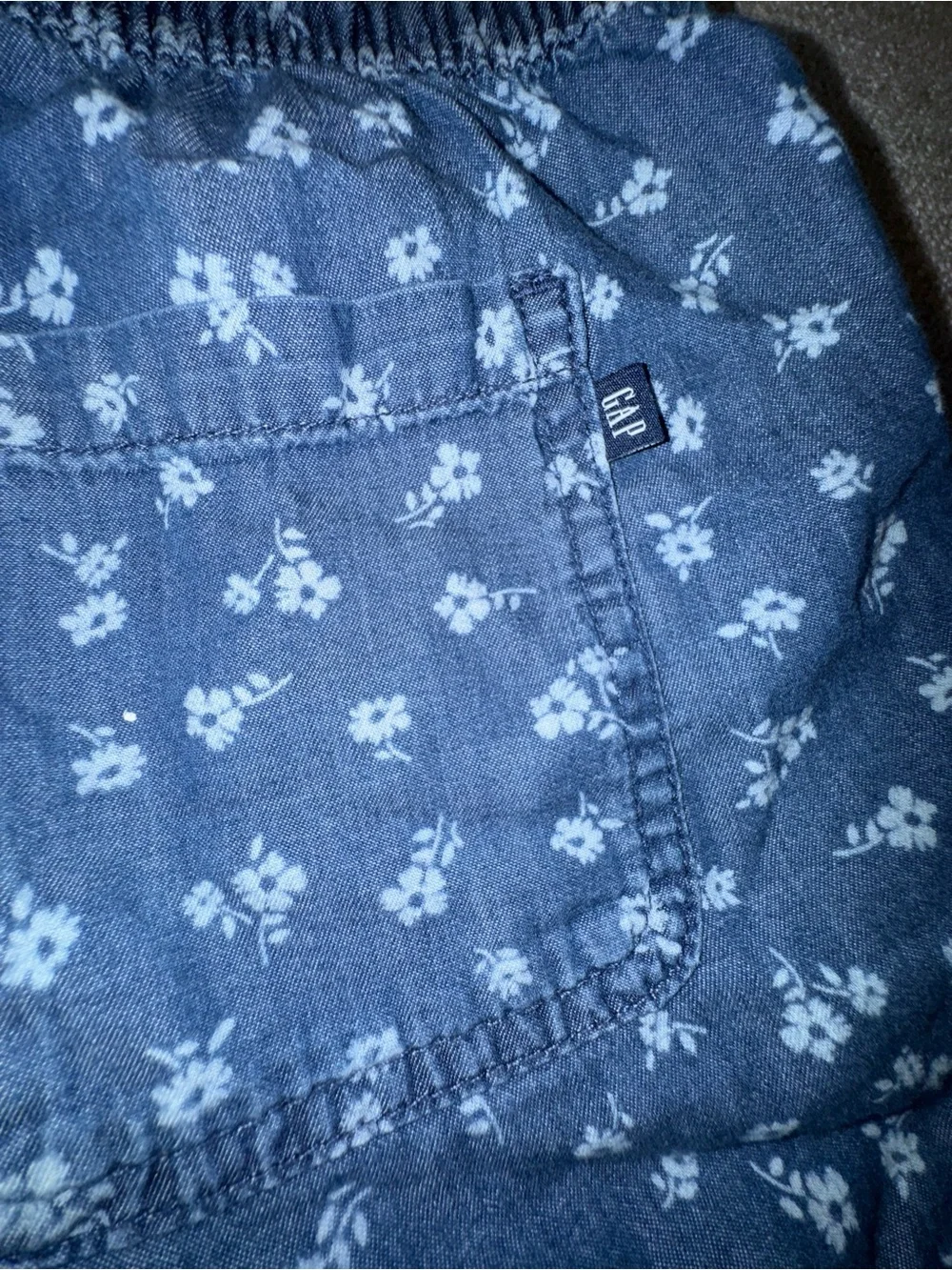 Women's Navy Floral Elastic Waist Shorts